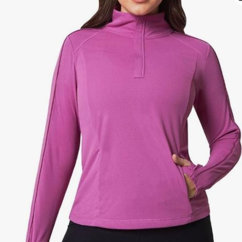 Mondetta performance+luxury, Women's Active 1/4-Zip Long Sleeve Top, Purple L, S